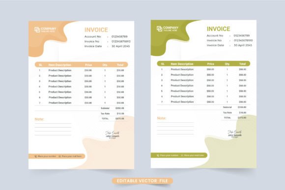 Creative Invoice Template Vector Design for Modern Business Needs