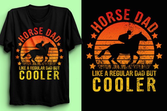 Horse T-Shirt Design with Sunset Shadow – The Perfect Gift for Horse Lovers and Dad Fans