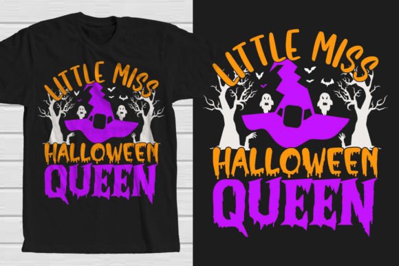 Little Miss Halloween Queen: A Unique T-Shirt Design for Halloween Time